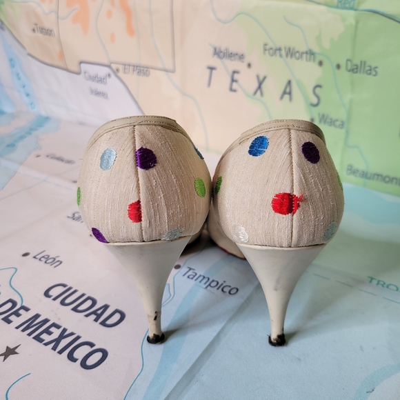 Vintage 1950s Heels Shoes Pumps Hemphill Wells  Polka Dot Women's  Size 6.5 - Picture 4 of 7